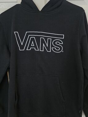 Vans Black Crewneck Hoodie with White Outline Logo